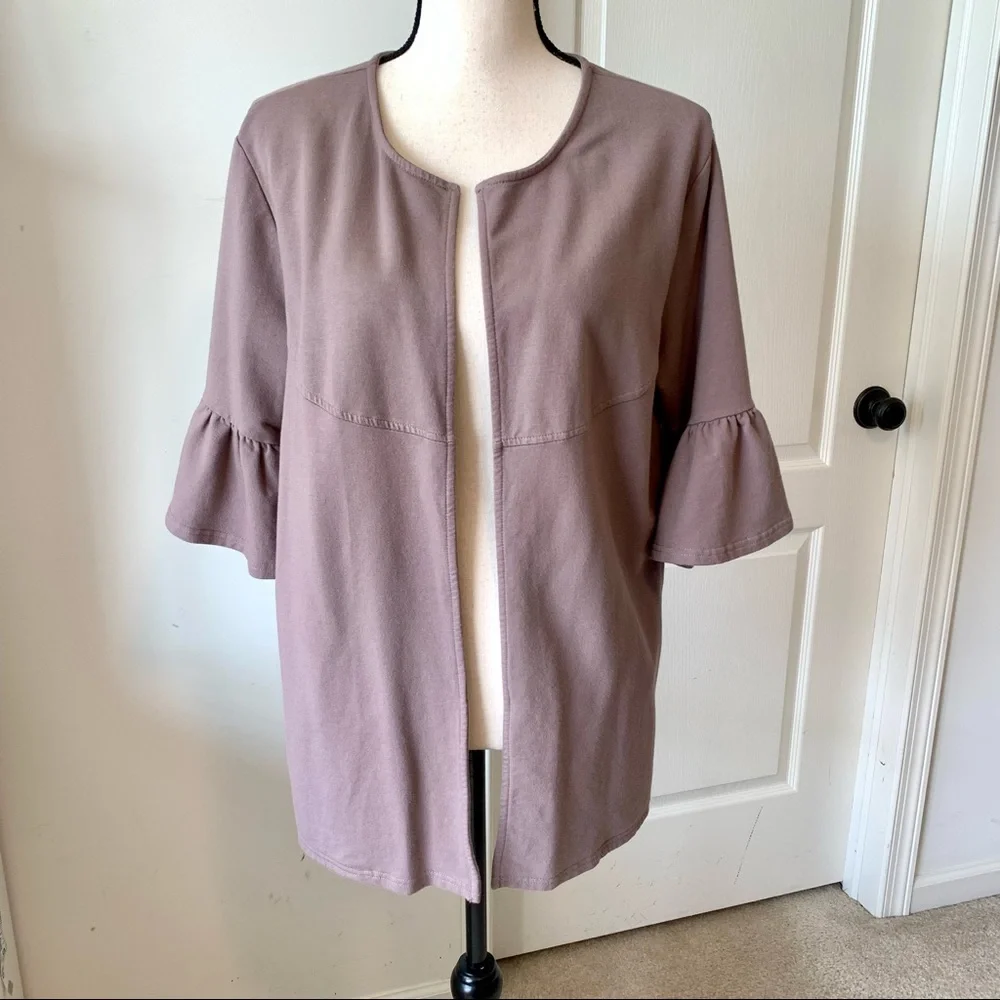 ANYBODY Mauve Ruffled Arm Open Cardigan—SZ. Small - Picture 1 of 12